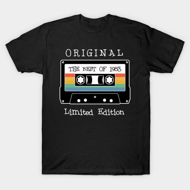 retro audio cassette with birthday date t-shirt T-Shirt by Crazy.Prints.Store